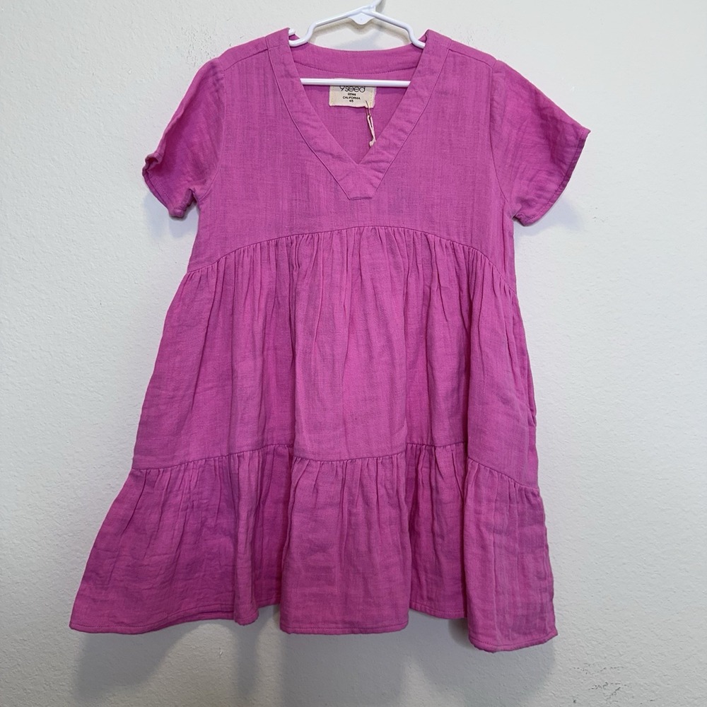9SEED Littles‎ California Luxury Resort Wear Pink Gauze Dress Kids Size 4/5 NWT